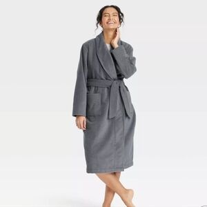 Auden Women's Terry Bath Robe, Dark Gray, XL/XXL